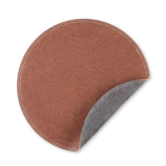Better Homes & Garden Persia Faux Leather Placemat Brown 15" Round 1pc Gift - Picture 1 of 5